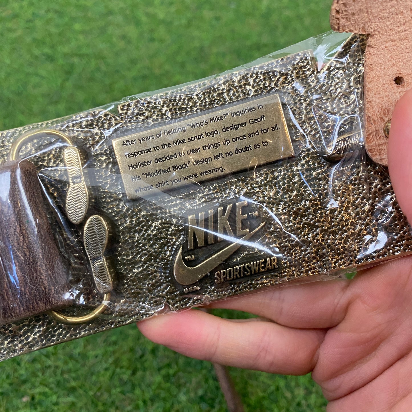 90s Nike Leather Buckle Belt Brown