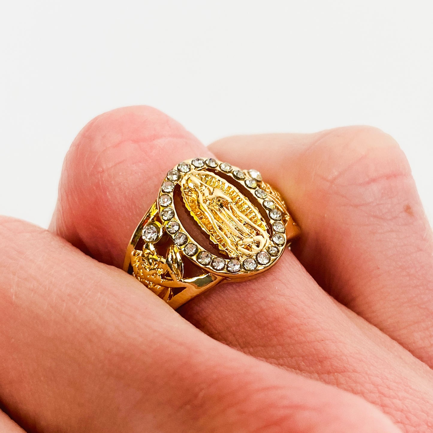 Jesus Zirconia Ring Gold