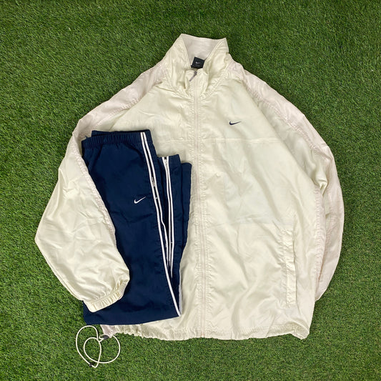 00s Nike Piping Tracksuit Set Windbreaker + Joggers Brown XXL