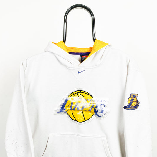 90s Nike Lakers Centre Swoosh Hoodie White XS