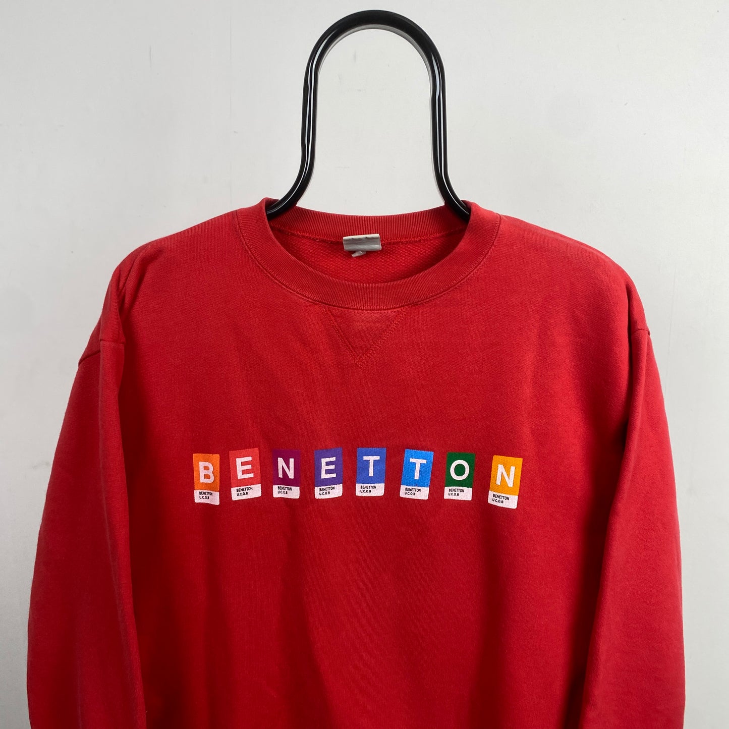 Retro United Colors Of Benetton Sweatshirt Red Medium
