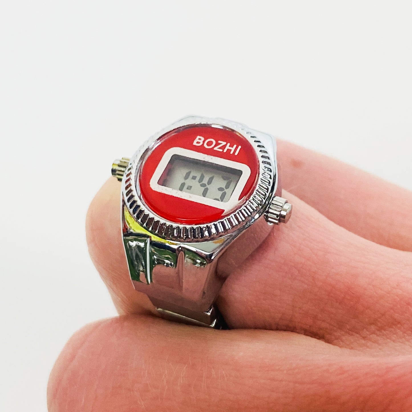 Digi Watch Ring Silver Red