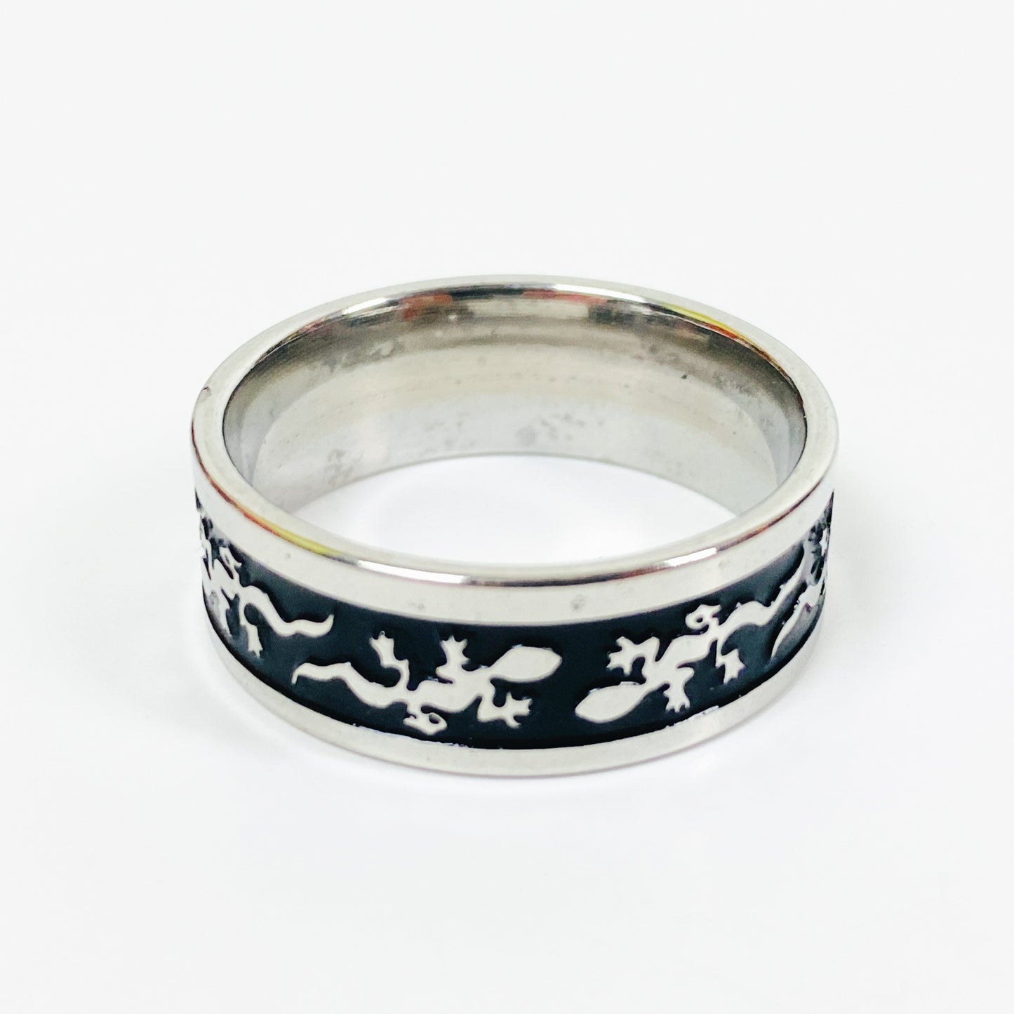 Retro Lizard Band Ring Silver