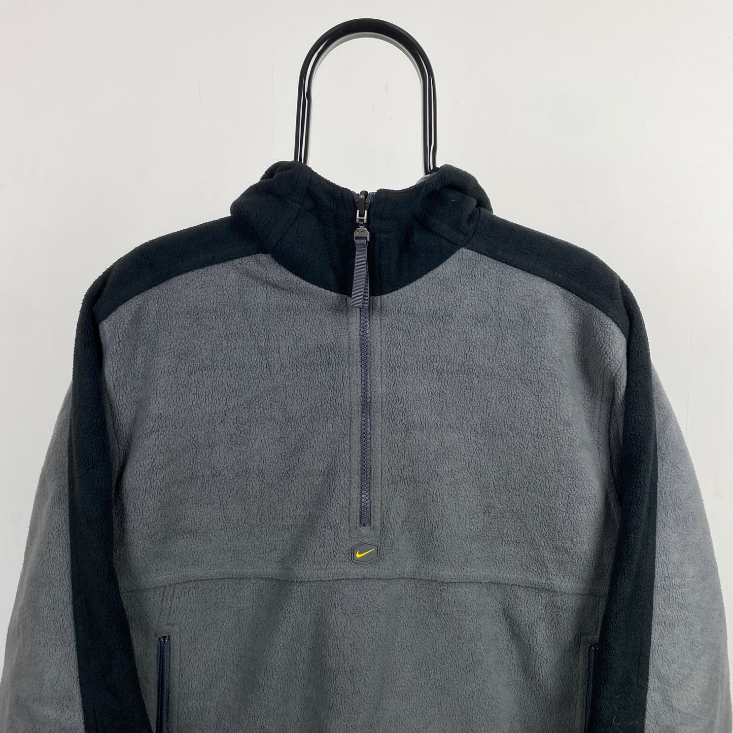 00s Nike Tn Hex Reversible Fleece Coat Jacket Black Grey Small