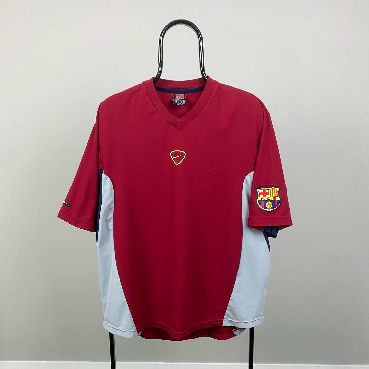 90s Nike Barcelona Football Shirt T-Shirt Red Large