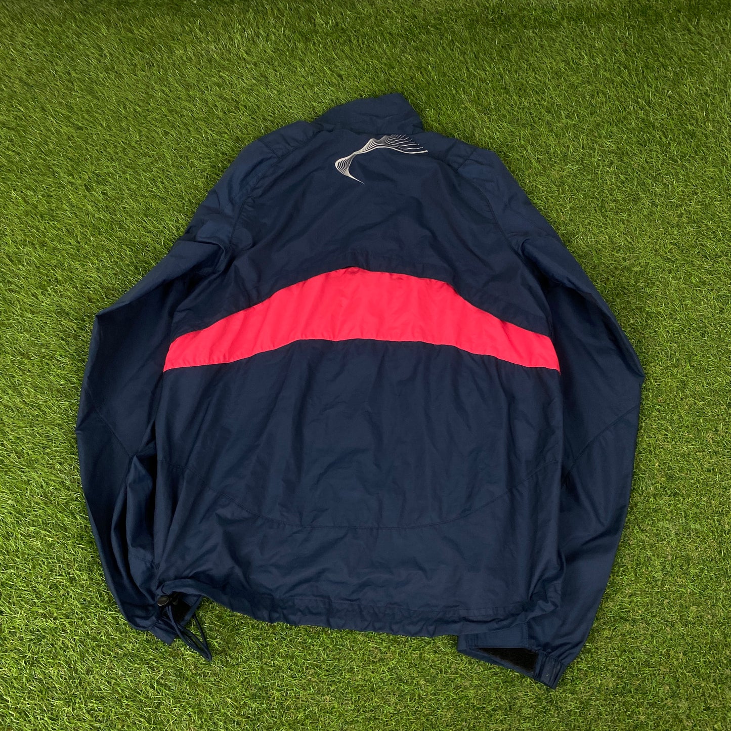 00s Nike Piping Windbreaker Jacket + Joggers Set Blue Small