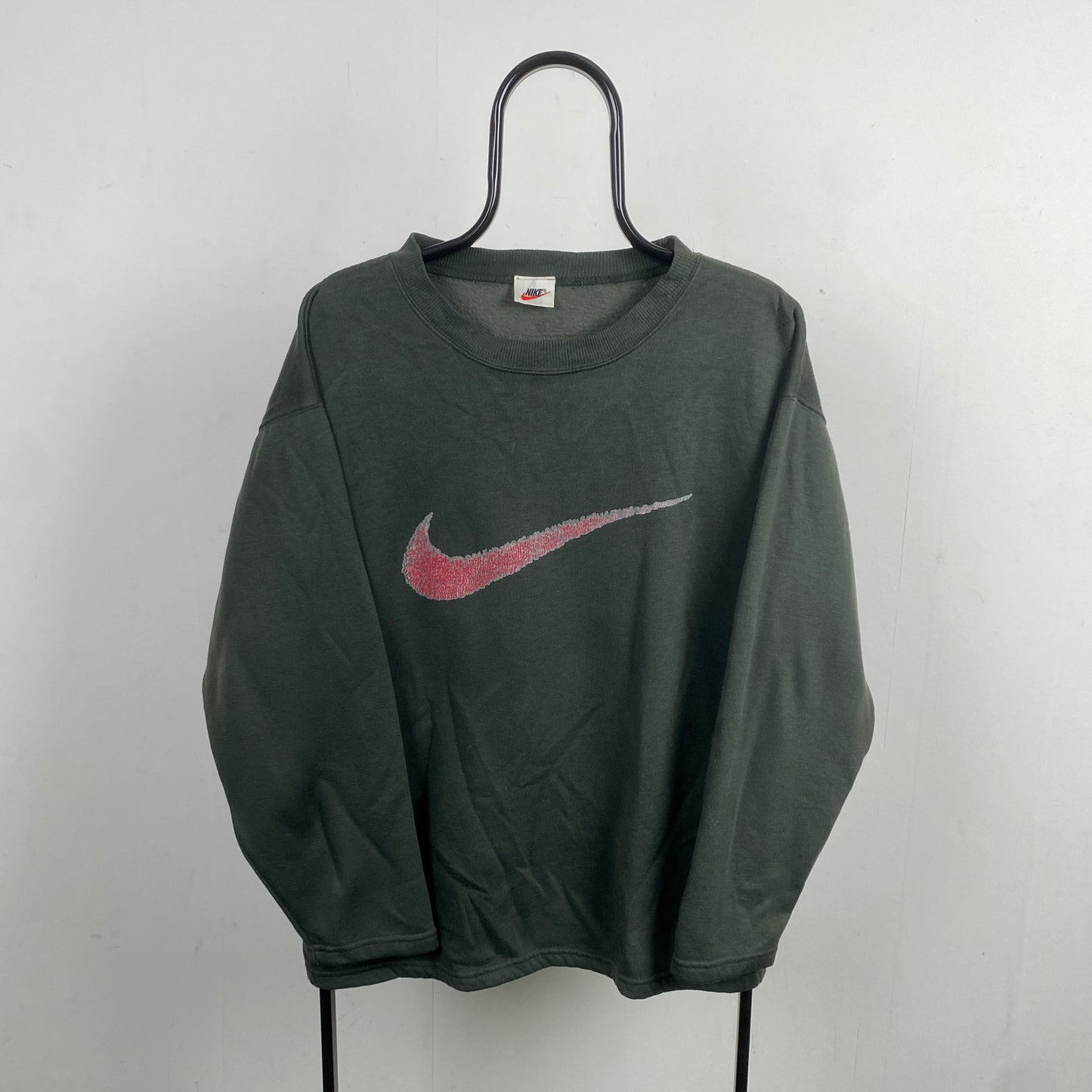 90s Nike Swoosh Sweatshirt Green XL