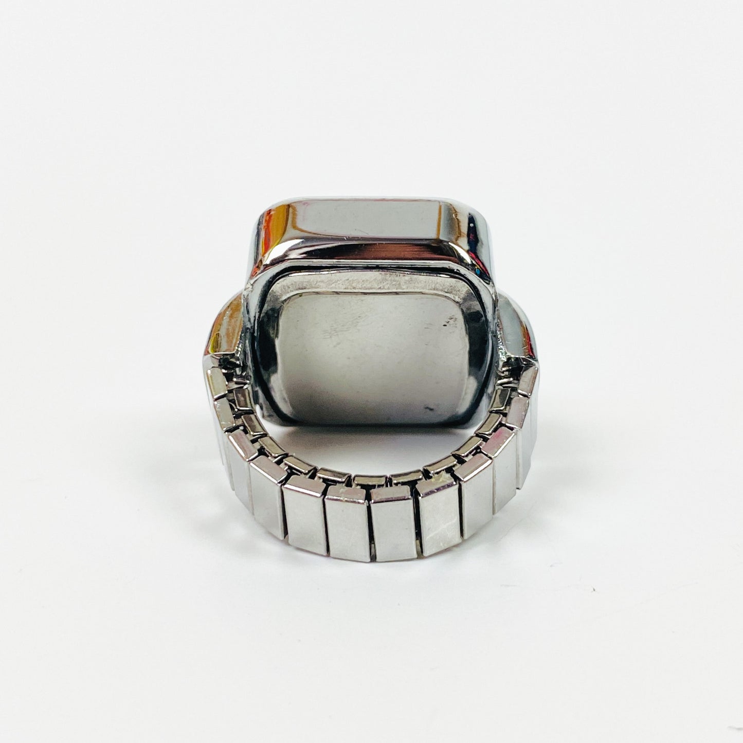 Retro Adjustable Watch Ring Silver White