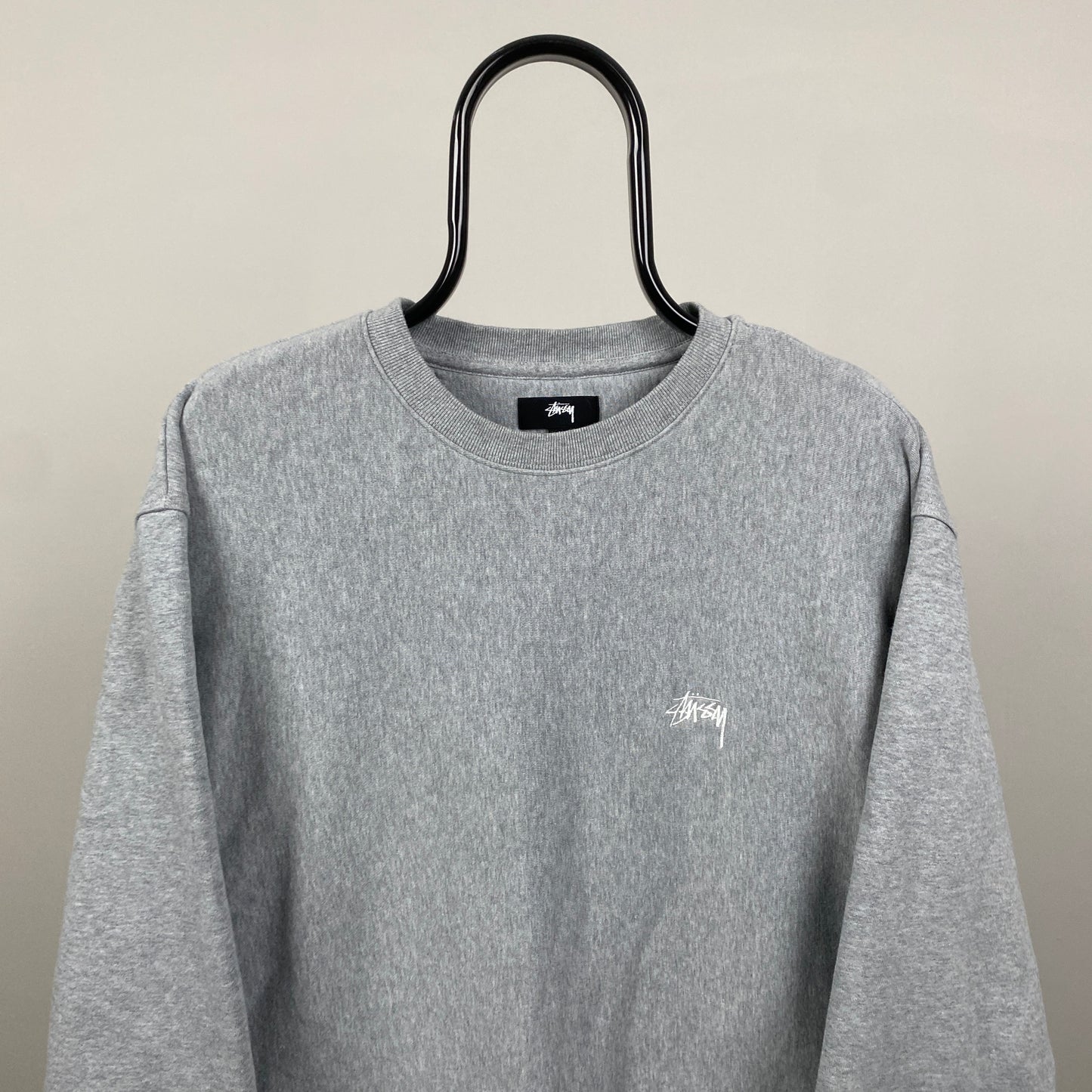 Retro 00s Stussy Sweatshirt Grey Large