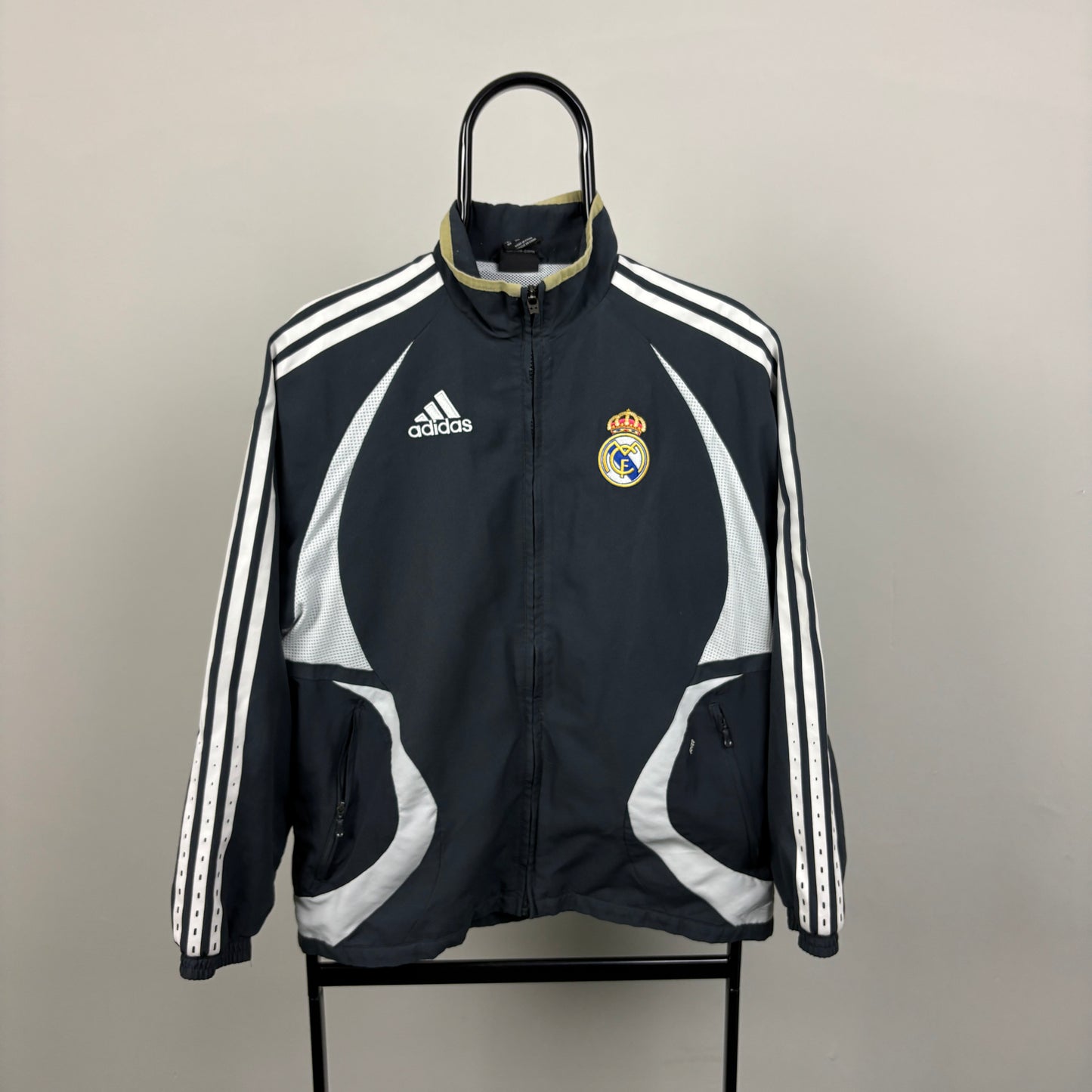 00s Adidas Real Madrid Windbreaker Jacket Black Small
