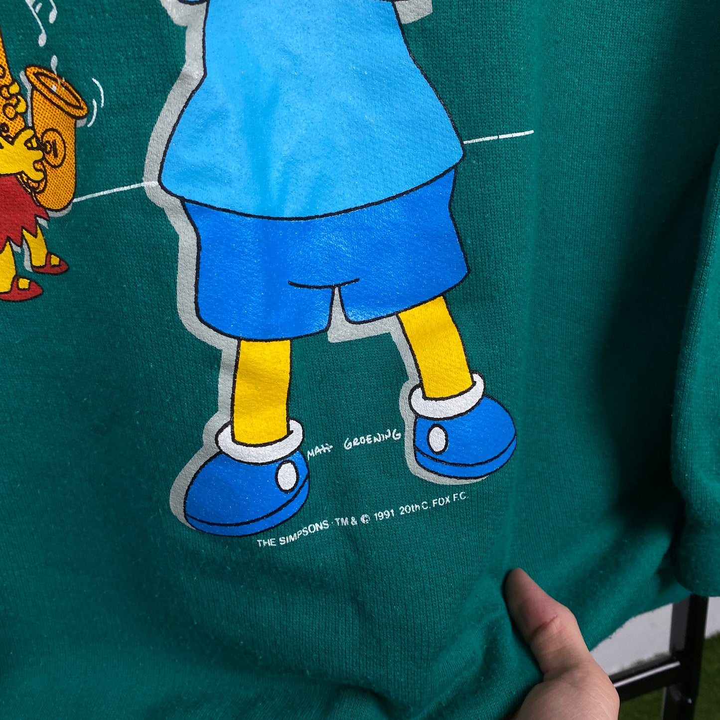 Retro 90s Simpsons Sweatshirt Green Small