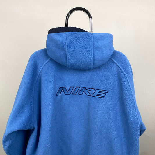 90s Nike Reversible Puffer Fleece Jacket Blue Large