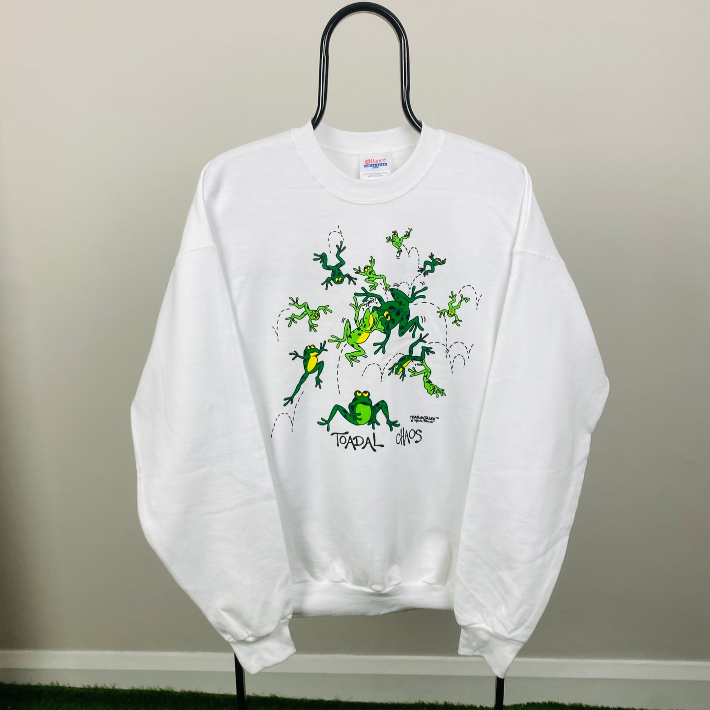 90s Hanes Toad Sweatshirt White Large