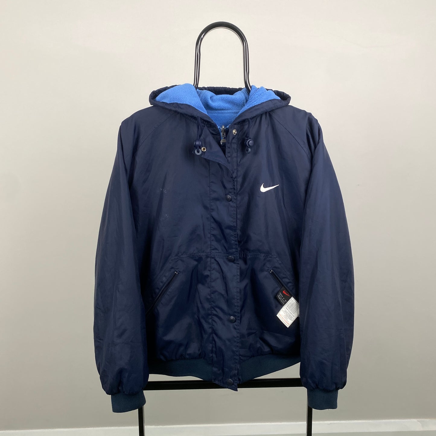 90s Nike Reversible Fleece Coat Jacket Blue Medium