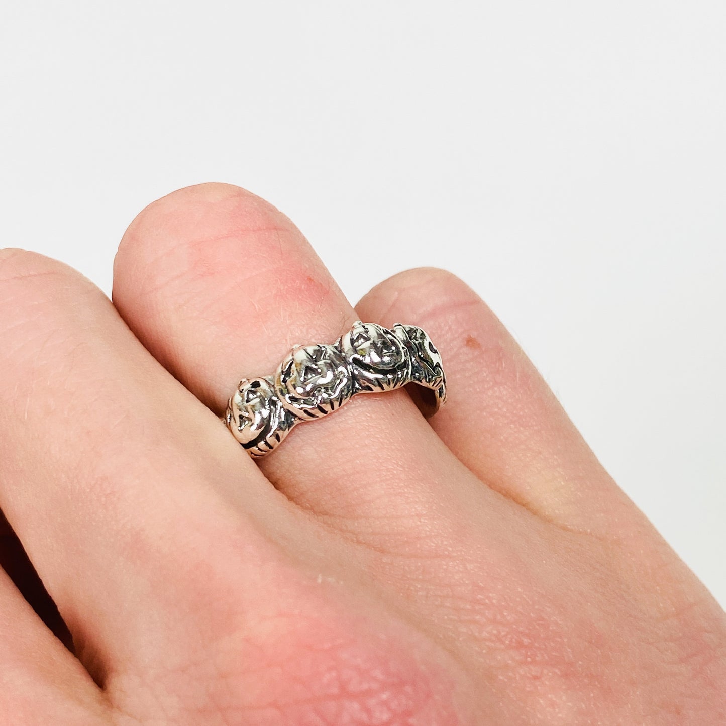 Retro Vintage Pumpkin Ring Silver