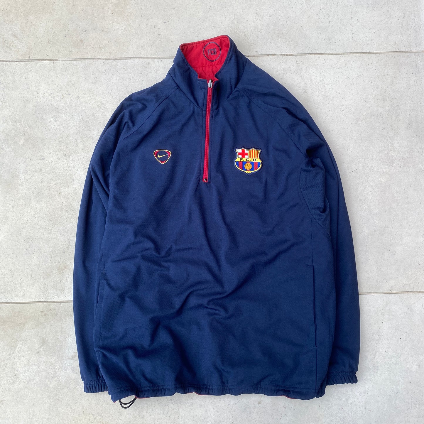90s Nike Barcelona Reversible 1/4 Zip Windbreaker Jacket Red Blue XL