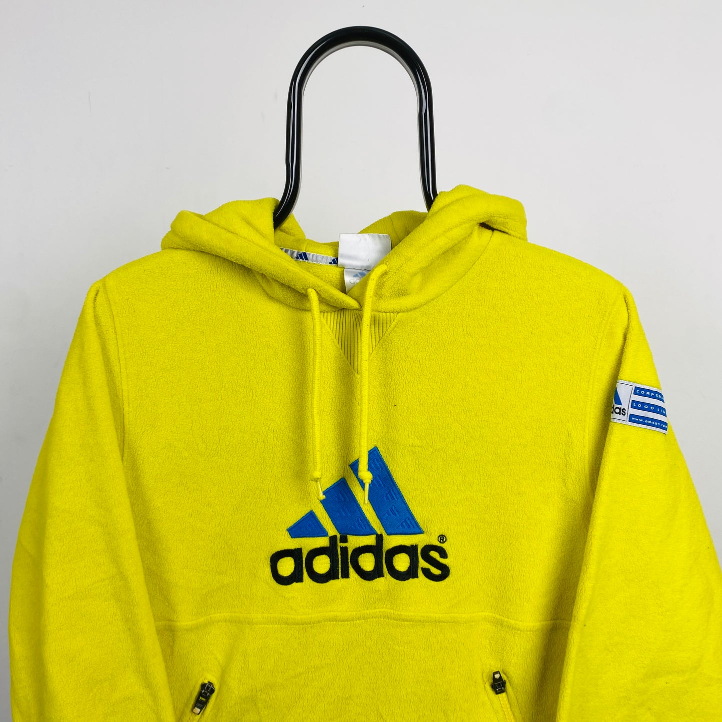 90s Adidas Fleece Hoodie Yellow Small