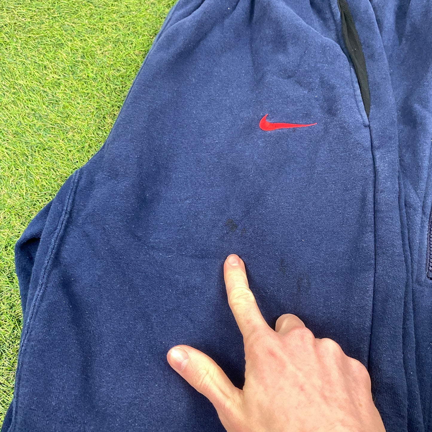 90s Nike Wide Leg Cotton Joggers Blue Small