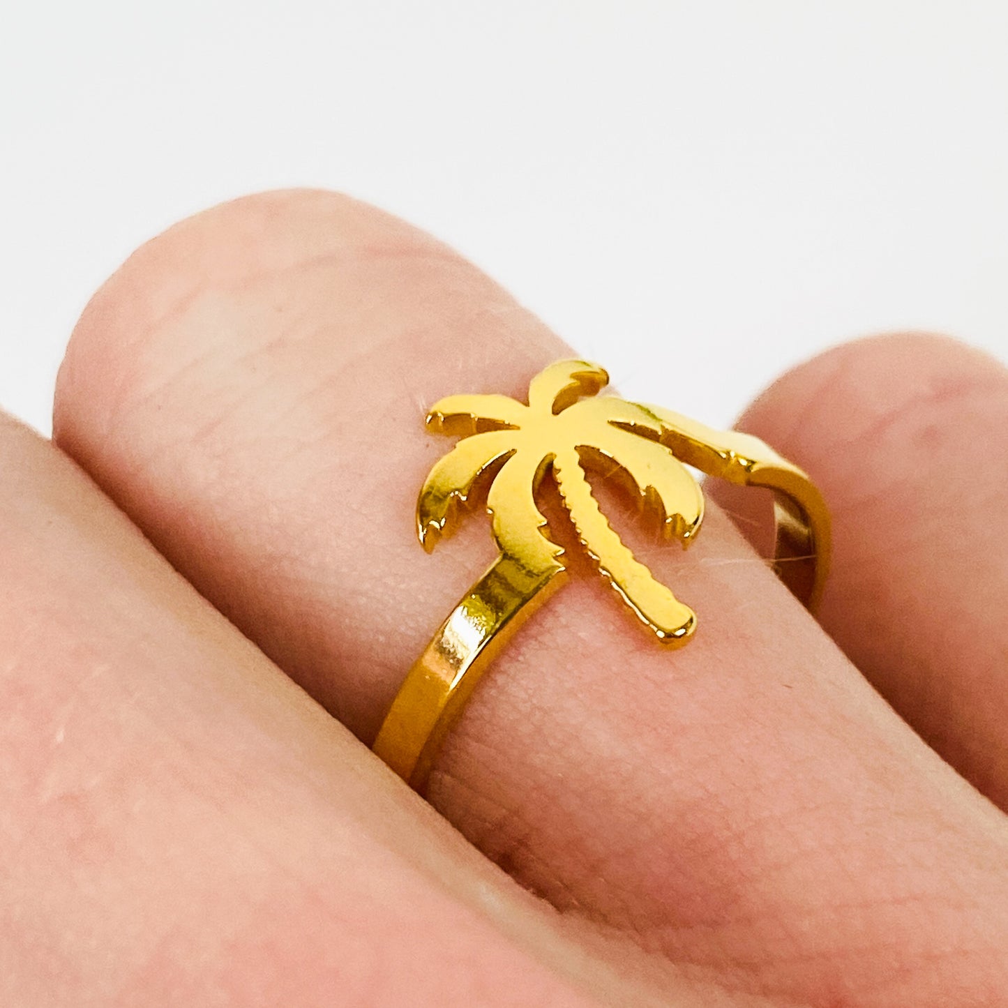 Retro Adjustable Palm Tree Ring Gold
