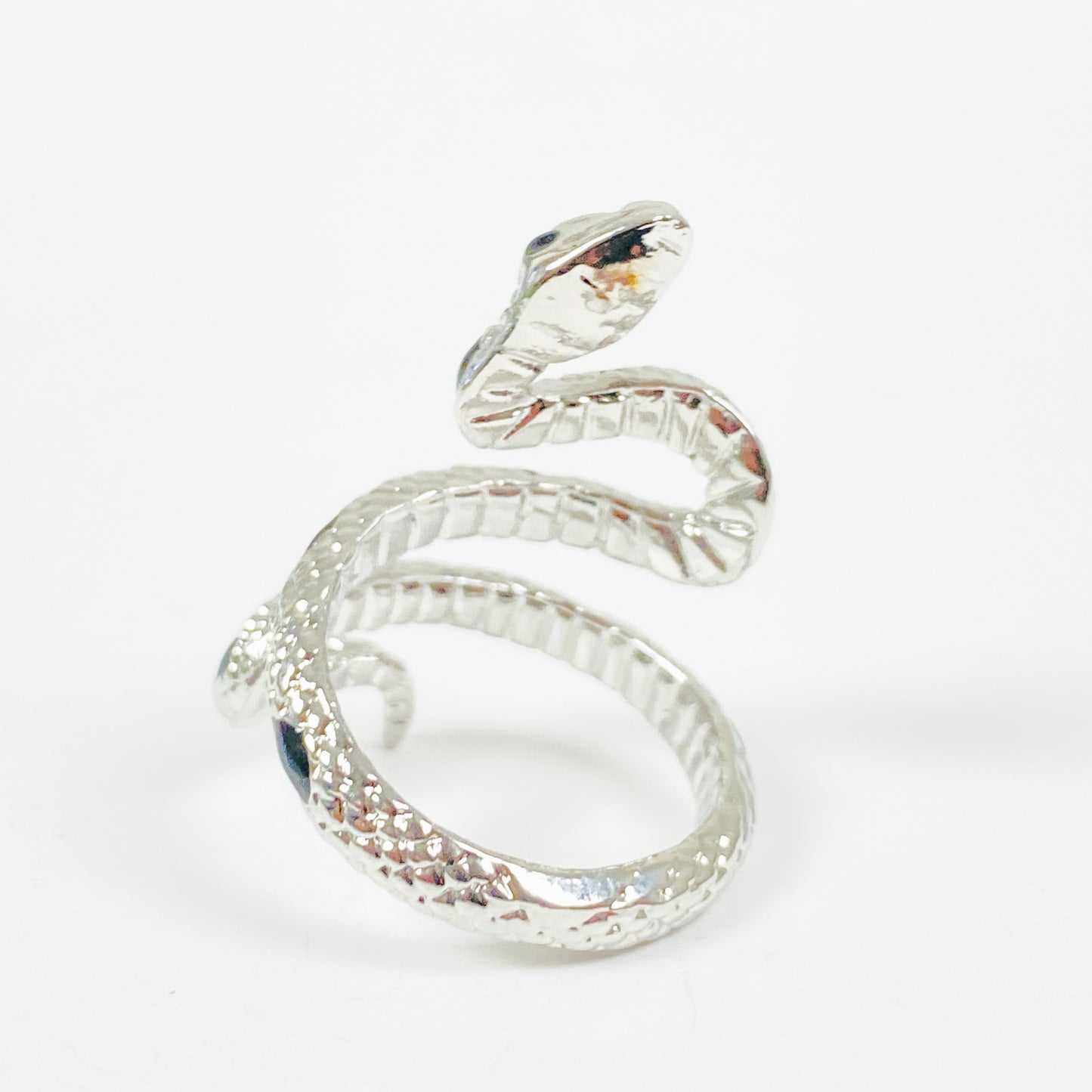Vintage Adjustable Spinel Snake Ring Silver