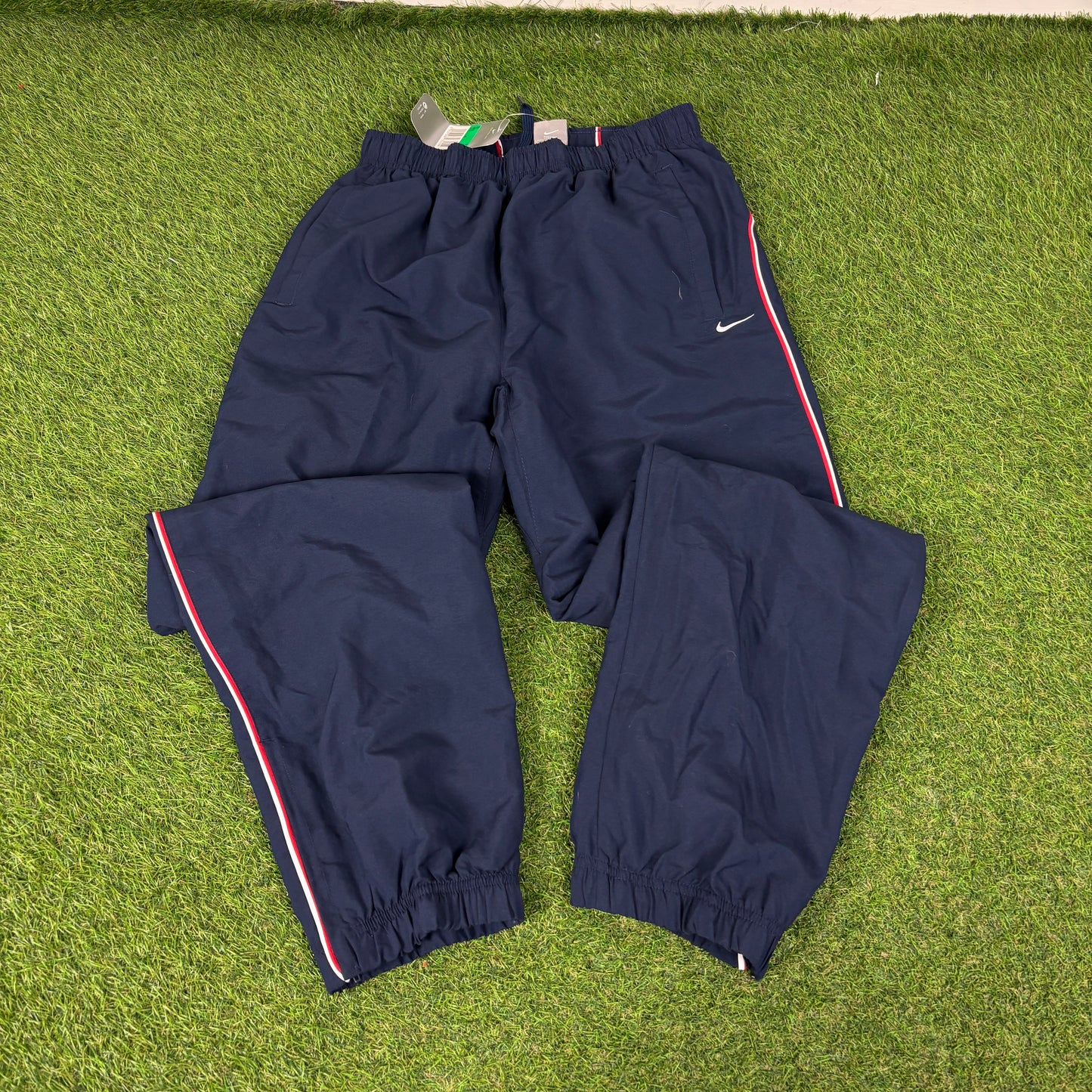 90s Nike Hex Windbreaker Jacket + Joggers Set Blue Small