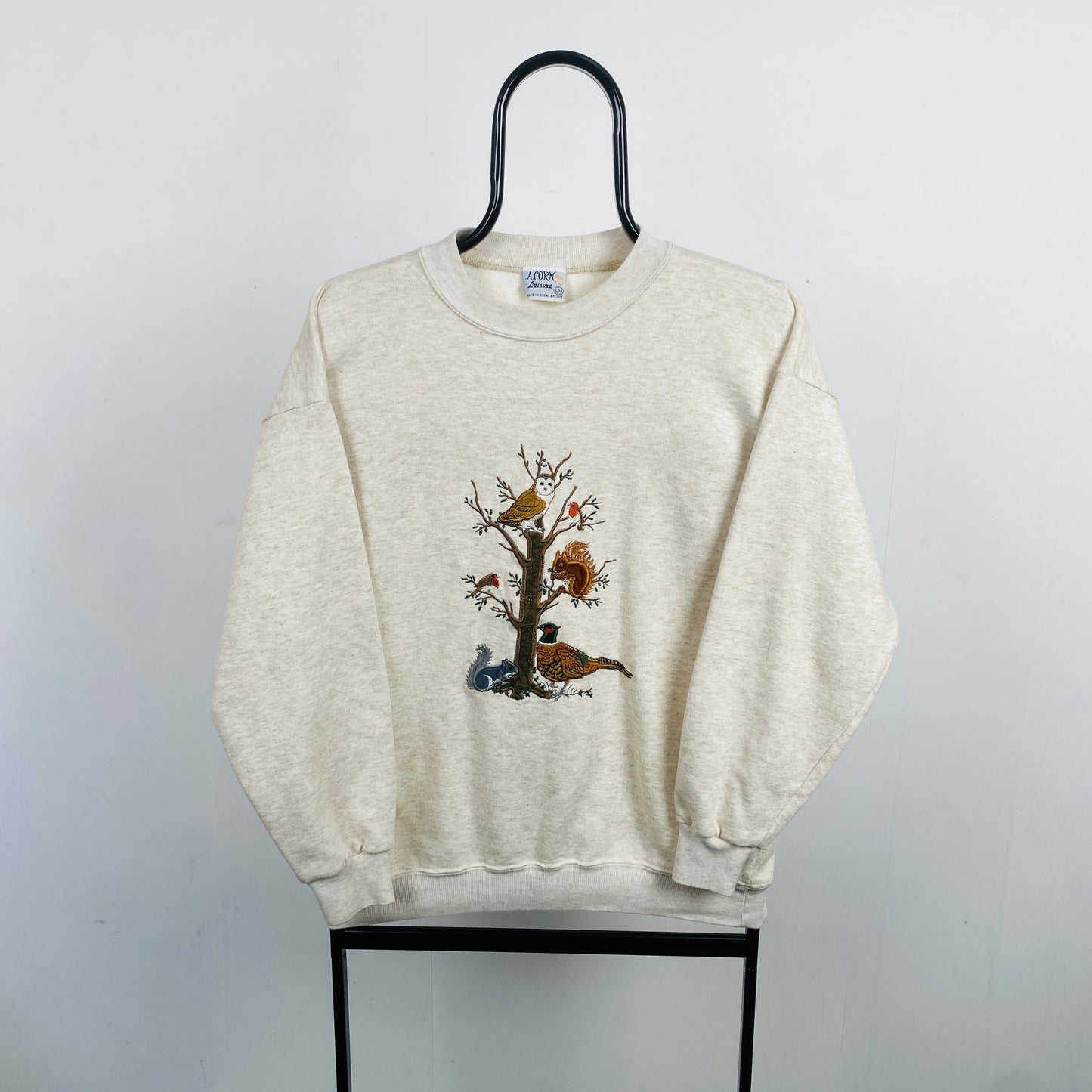 Retro Animal Woodland Sweatshirt Brown Small