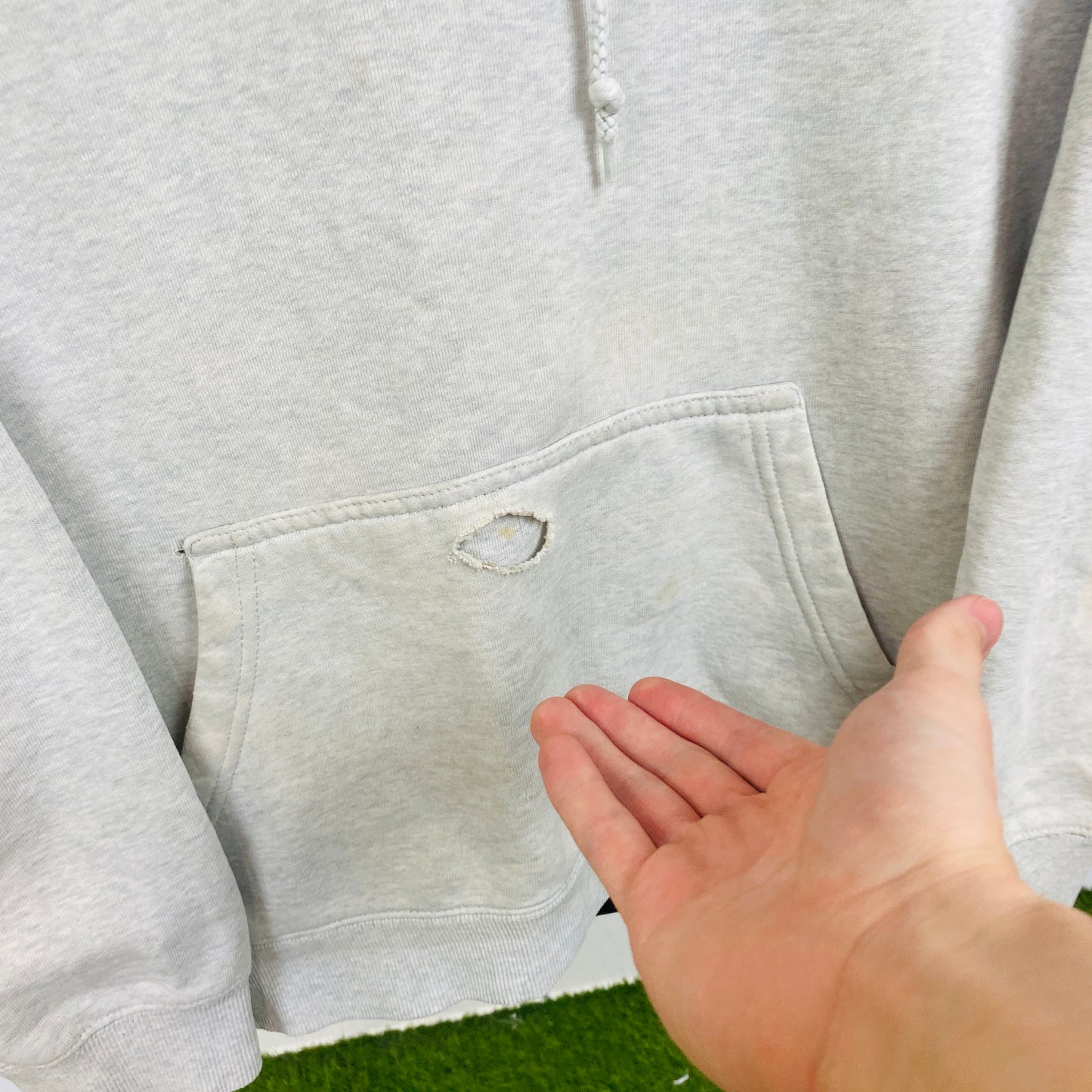 Retro 00s Thrashed Stussy Hoodie Grey Small