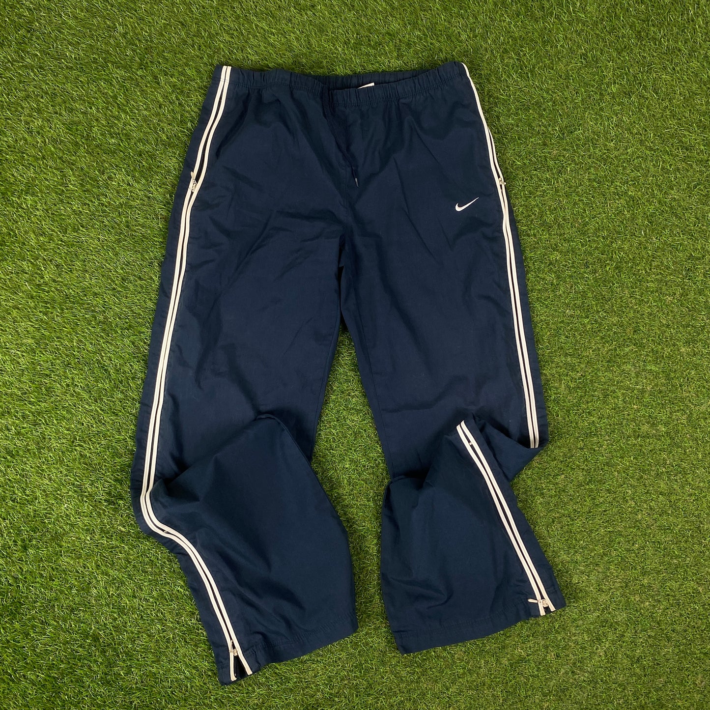 00s Nike Piping Windbreaker Jacket + Joggers Set Blue Small