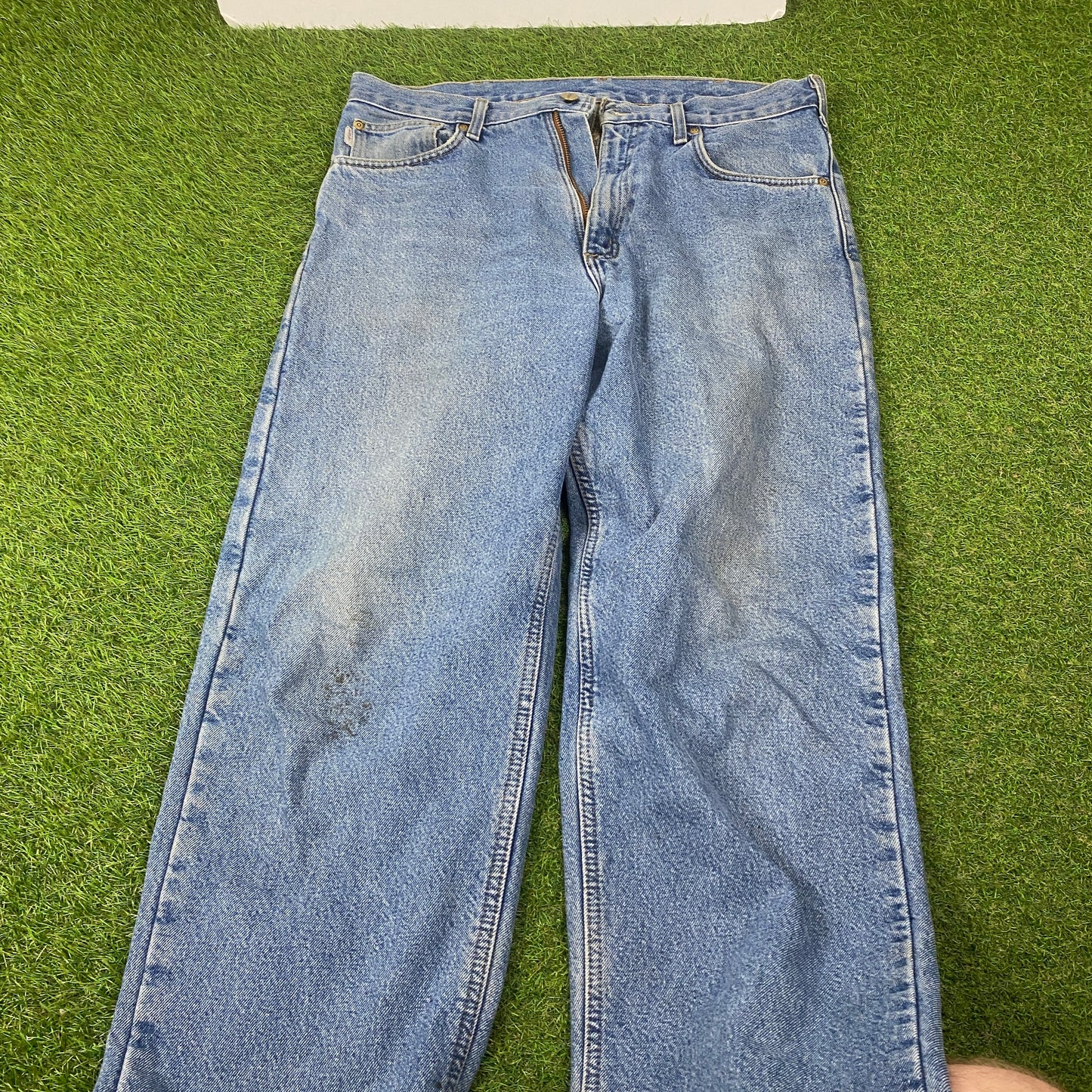 00s Carhartt Blanket Lined Jeans 33x34 Blue Large Joggers