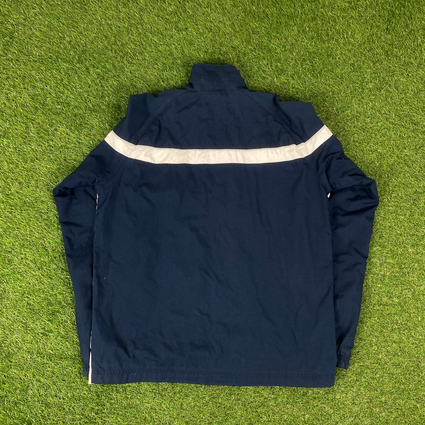 00s Nike Piping Windbreaker Jacket + Joggers Set Blue Small