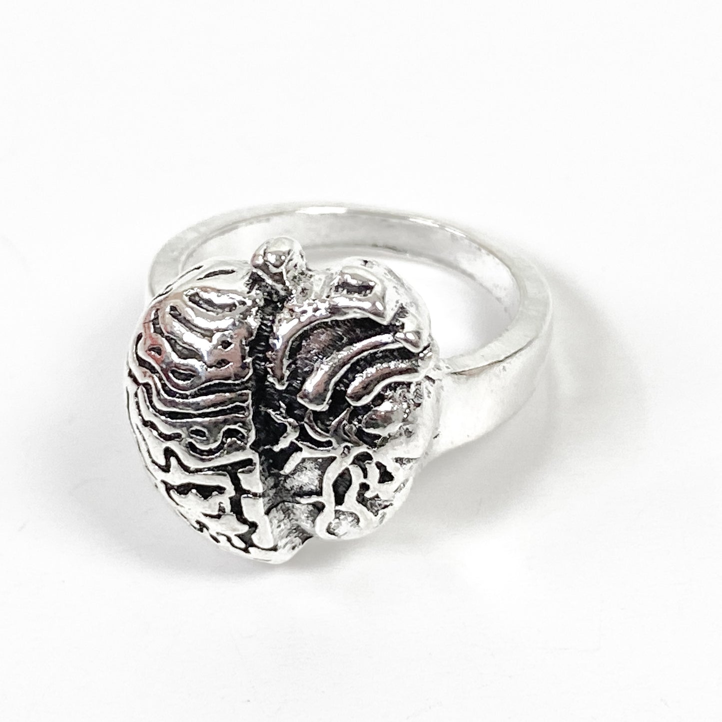Retro Vintage Brain Ring Silver