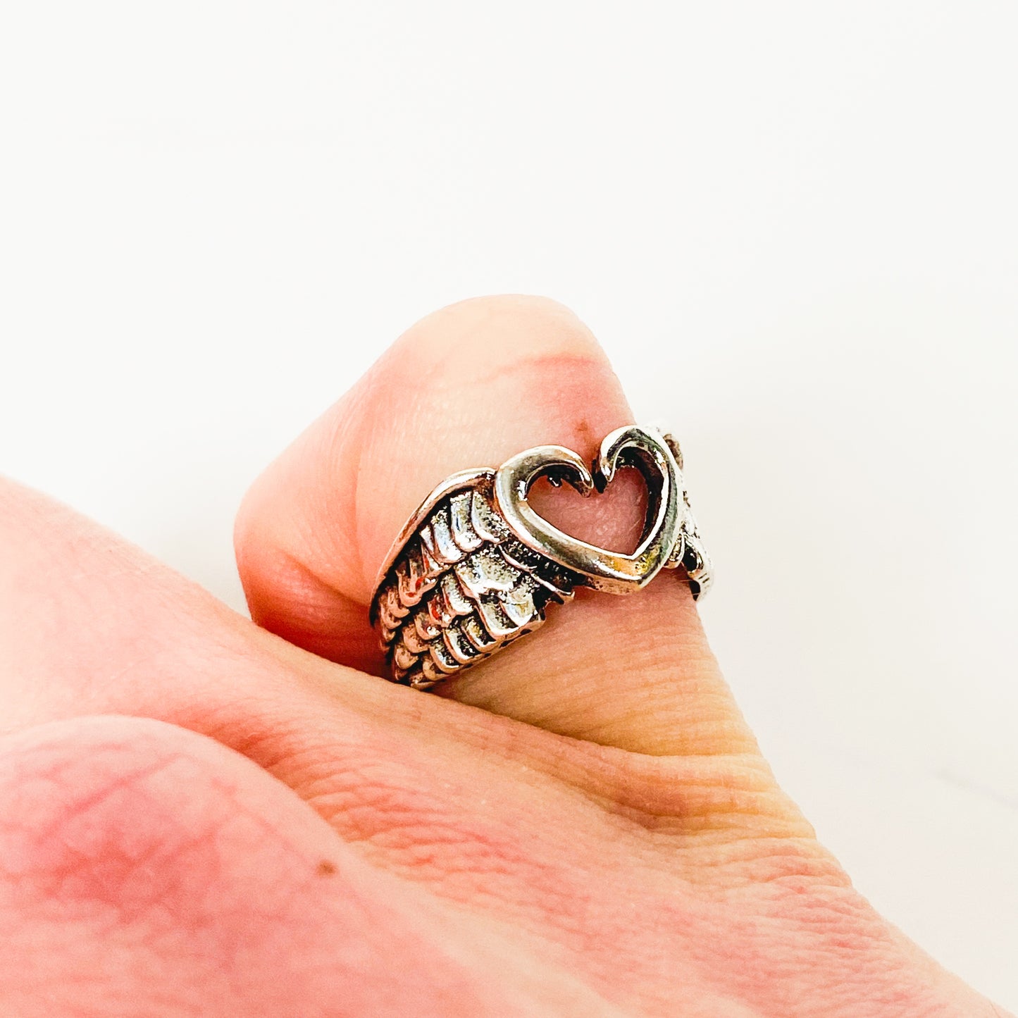 Retro Heart Pinky Ring Silver