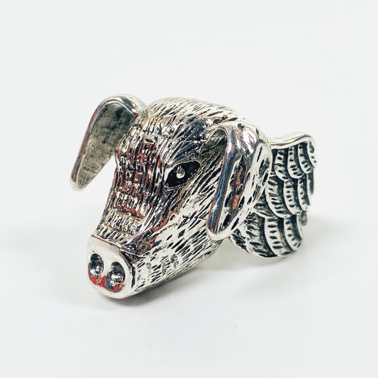 Retro Adjustable Boar Ring Silver
