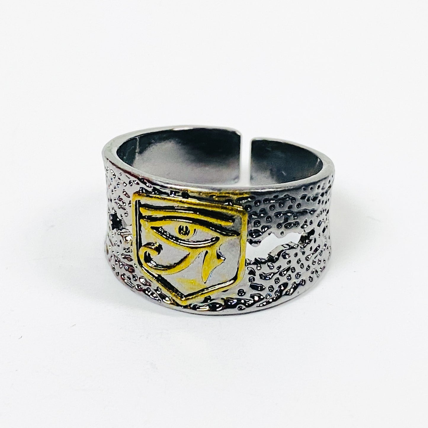 Retro Adjustable Eye Of Ra Ring Silver