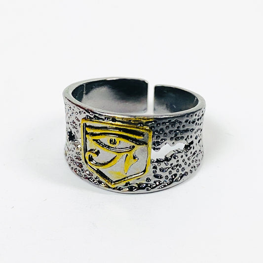 Retro Adjustable Eye Of Ra Ring Silver
