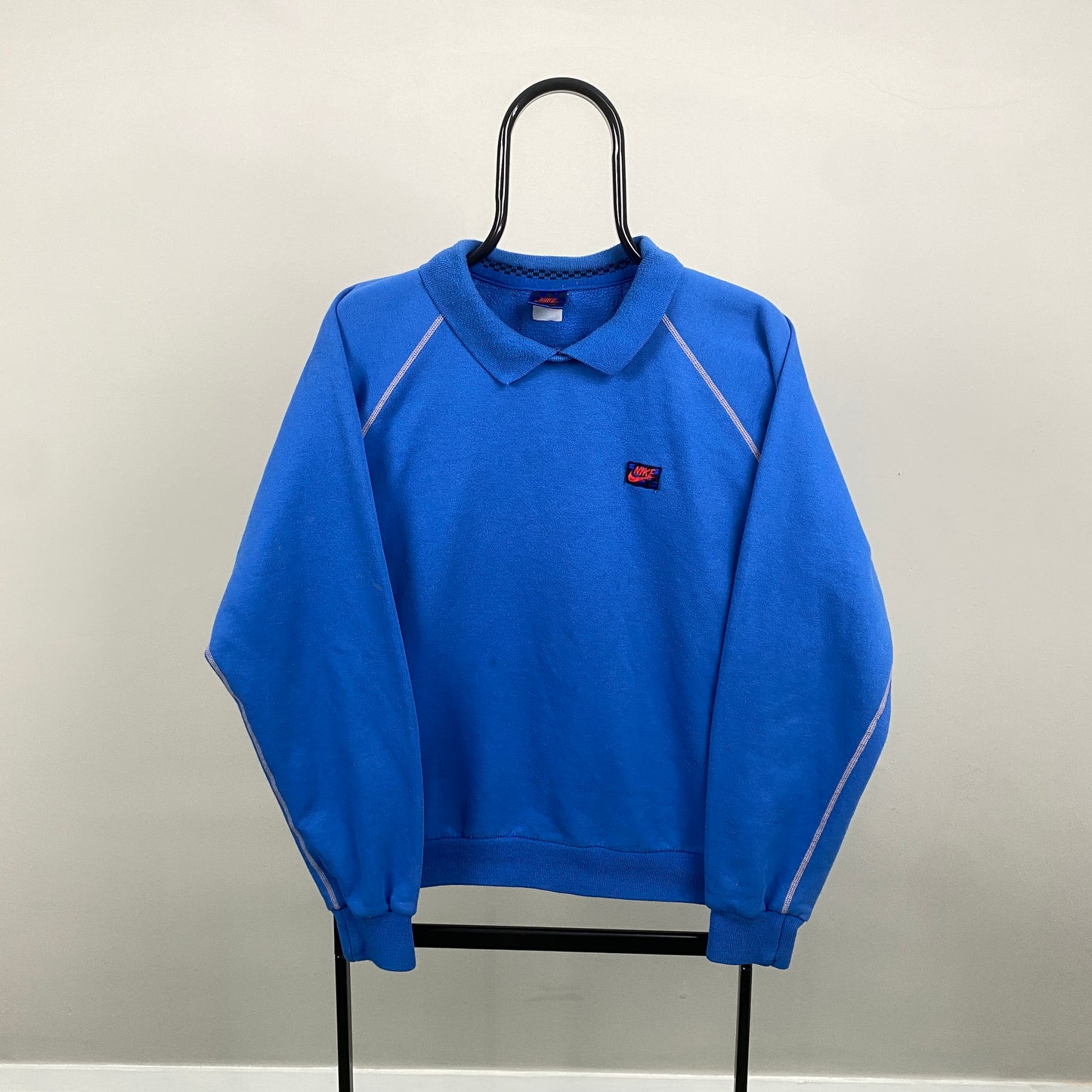 80s Nike John McEnroe Checkerboard Sweatshirt Blue Medium