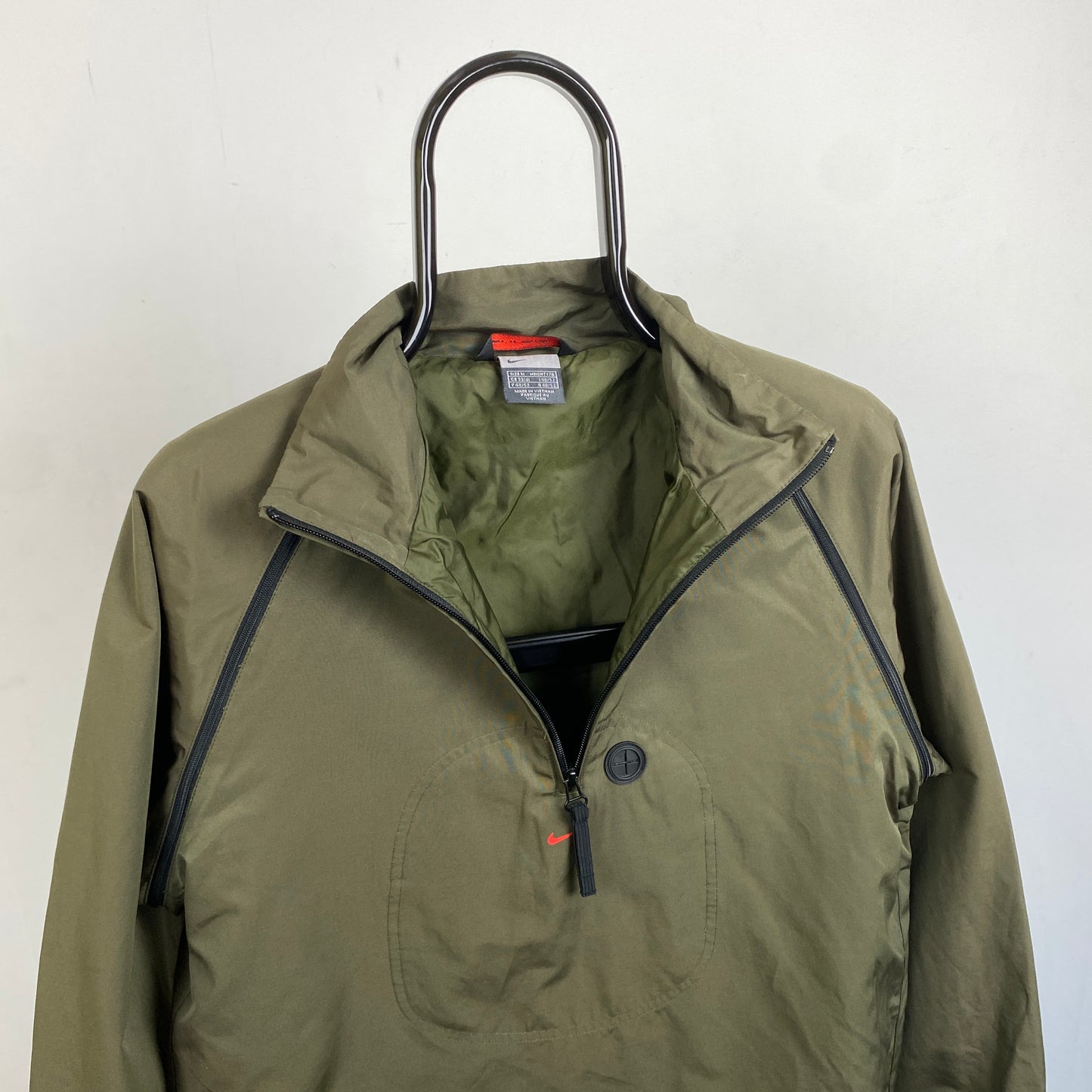 90s Nike Removable Sleeve Windbreaker Jacket Green Medium