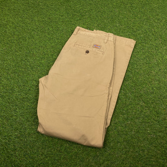Retro Dickies Cargo Trousers Joggers Brown Small