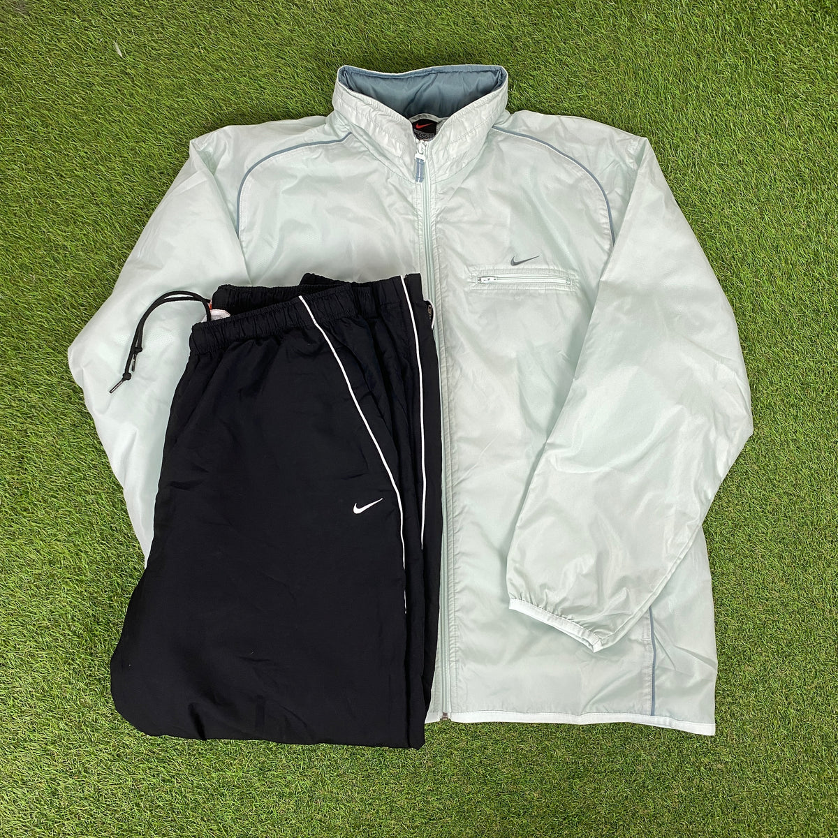 00s Nike Piping Tracksuit Set Jacket + Joggers Blue XL – Clout Closet