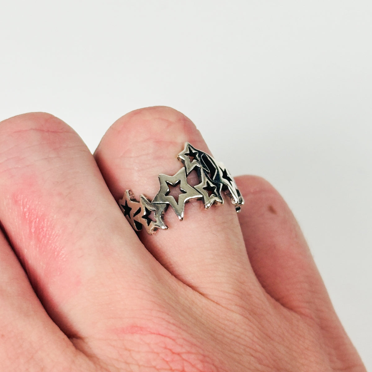 Silver Adjustable Star Cluster Ring