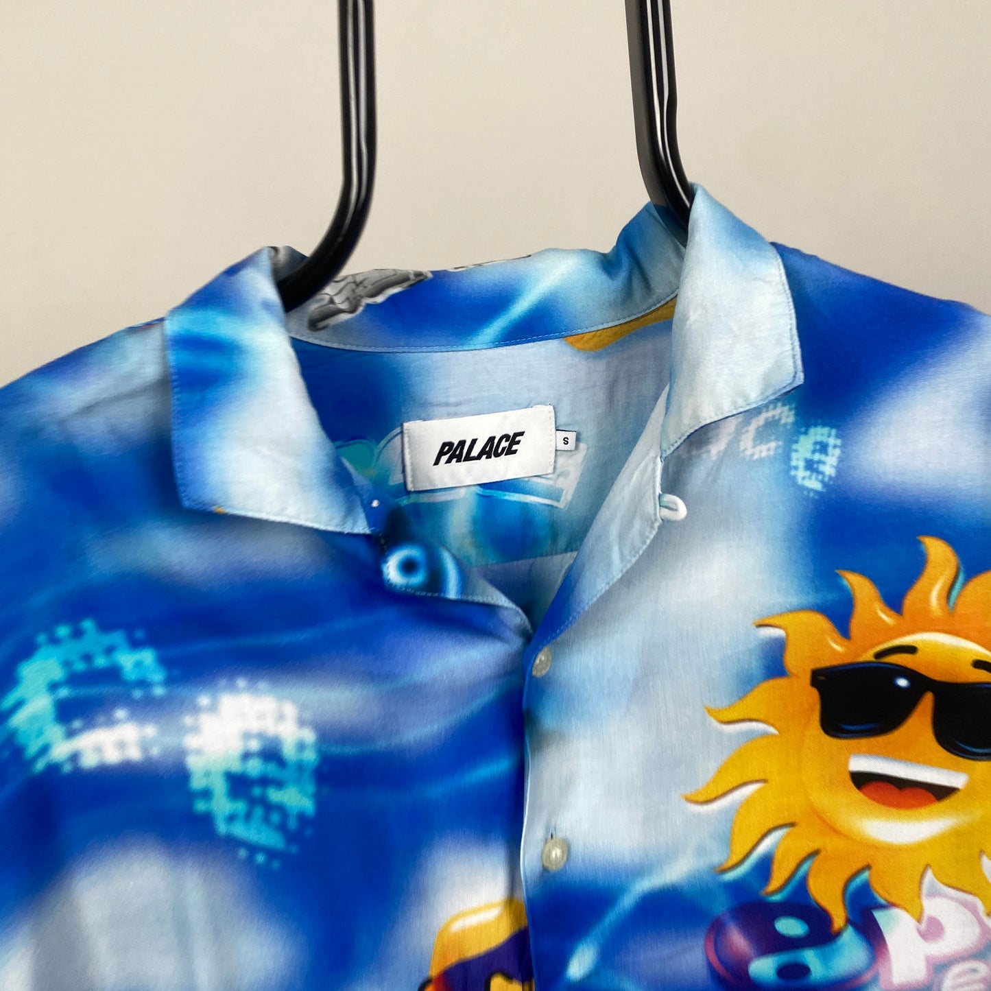 00s Palace Open Energy Button Up Shirt T-Shirt Blue Small