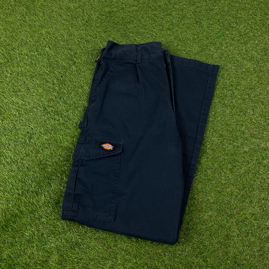 Retro Dickies Cargo Trousers Joggers Blue Small