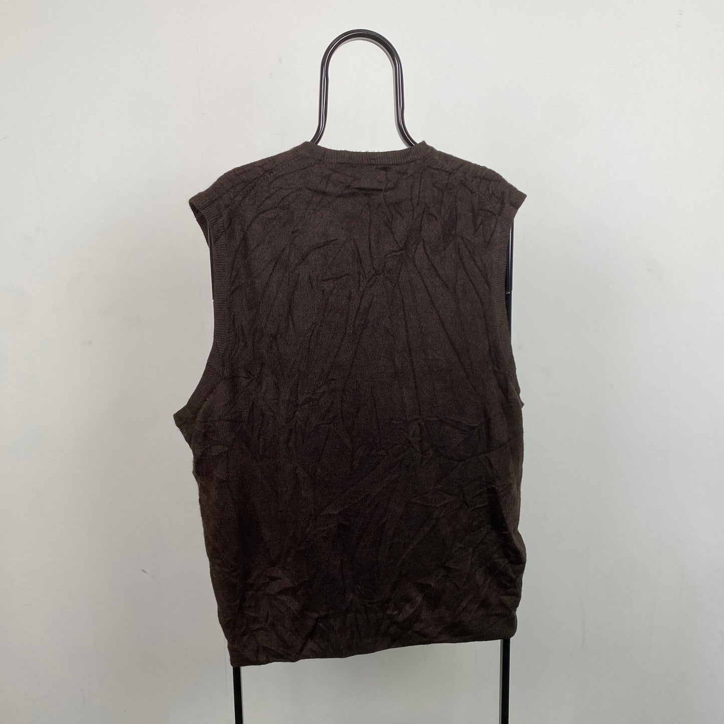 Retro Knitted Sweater Vest Sweatshirt Brown XXL