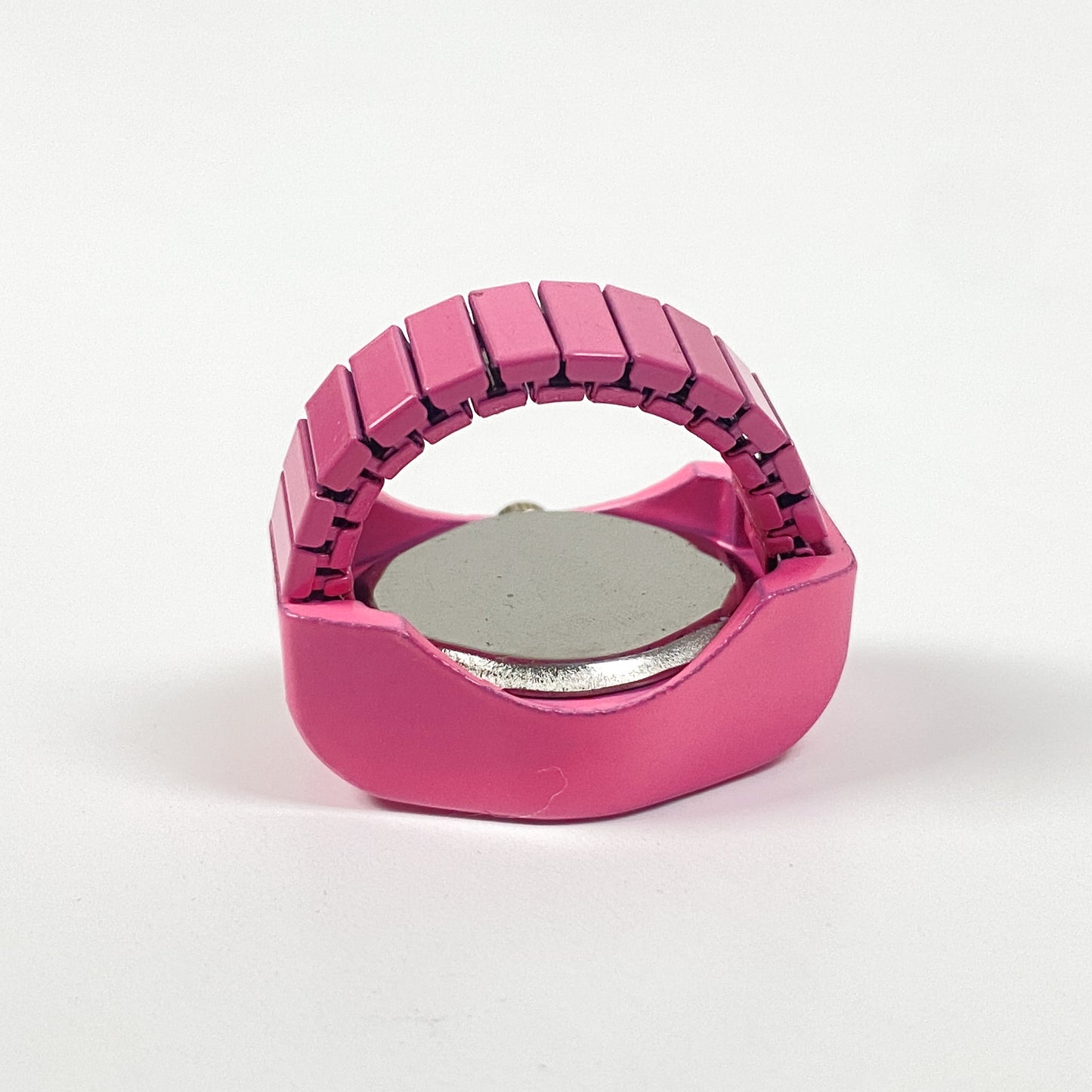 Encrusted Watch Ring Adjustable Pink