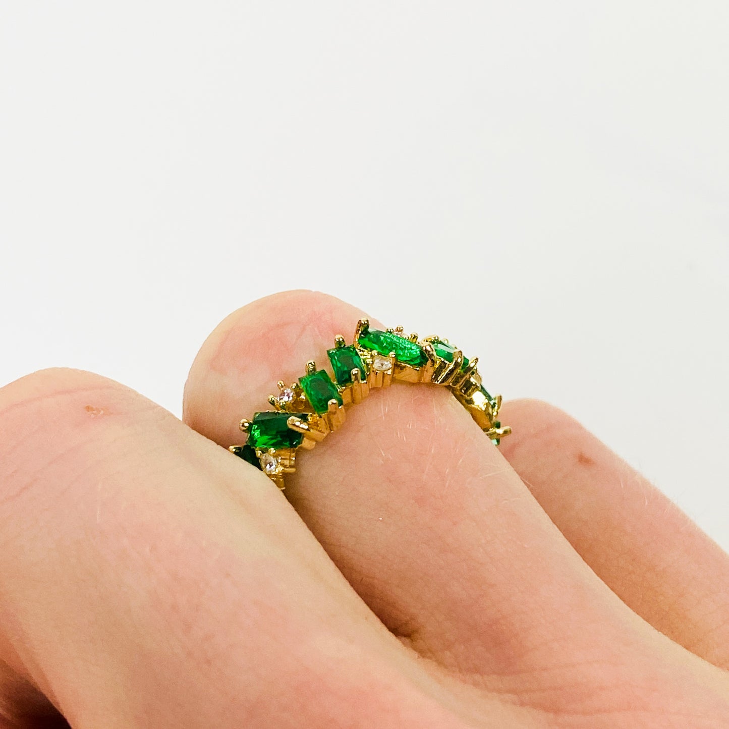 Retro Vintage Gem Ring Gold Green