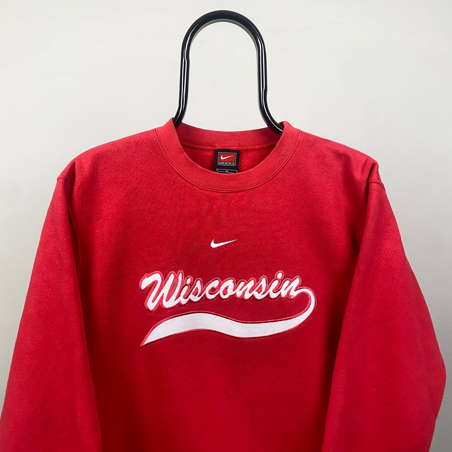 90s Nike Wisconsin Sweatshirt Red Large