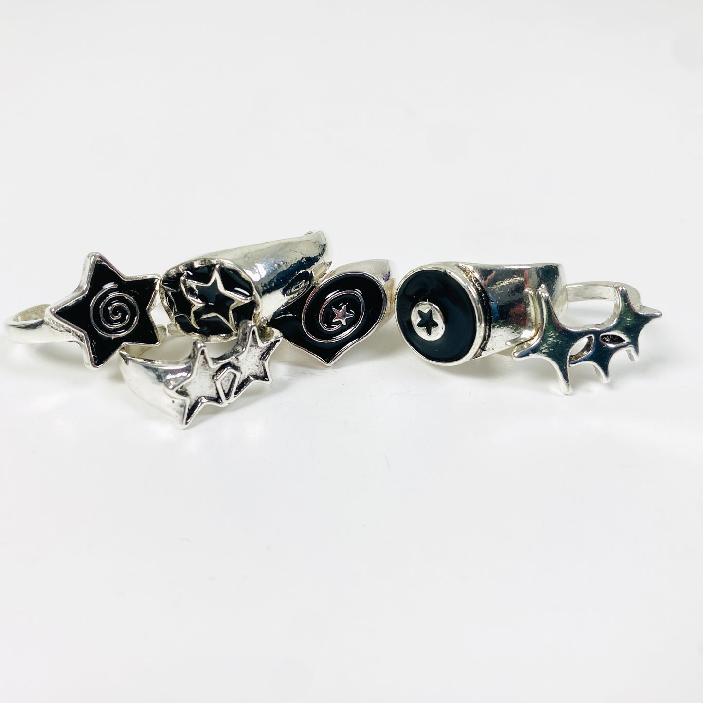 Adjustable Chunky Star Ring Silver