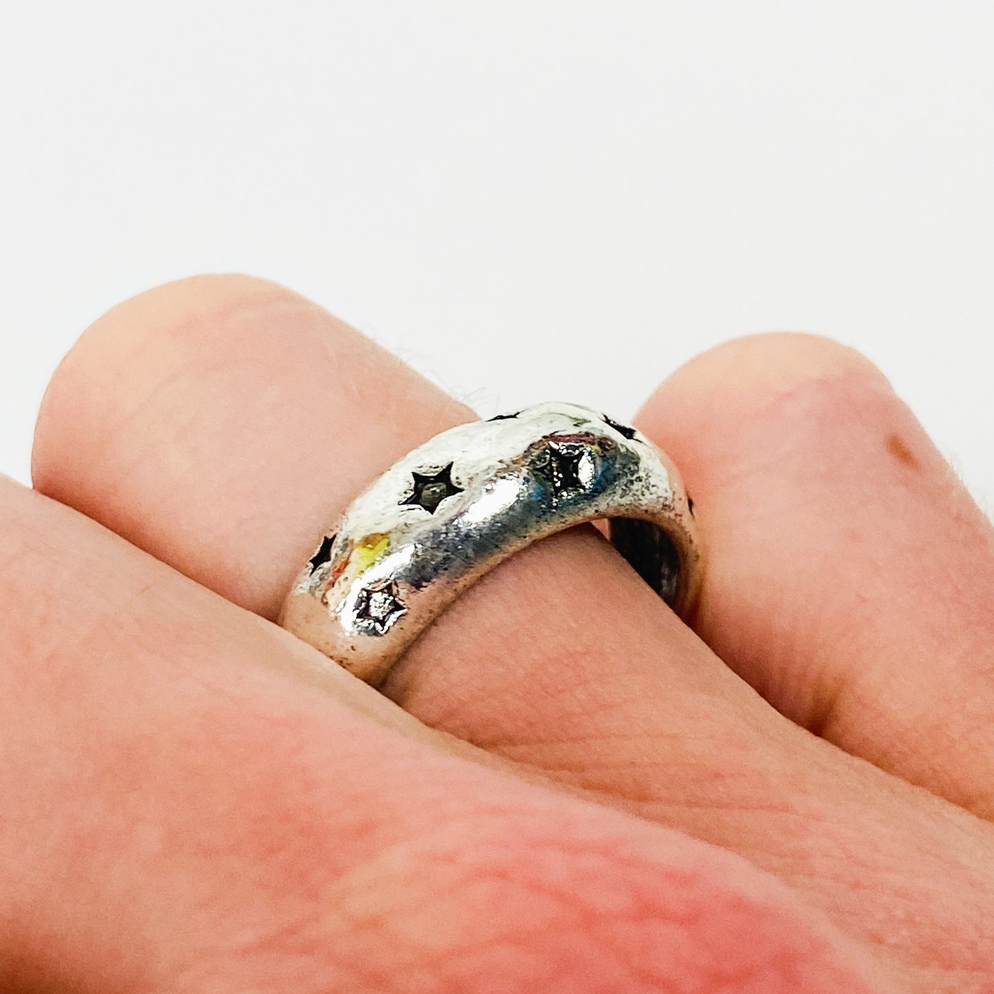 Vintage Retro Adjustable Star Ring Silver