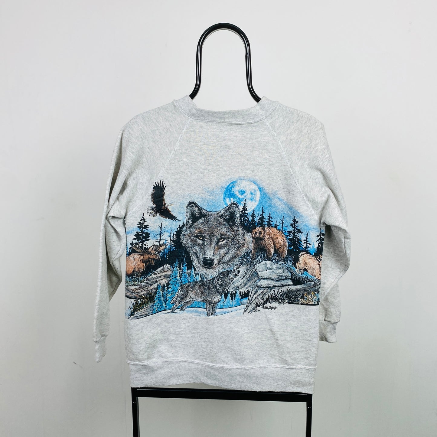 Retro Wolf Sweatshirt Grey Small