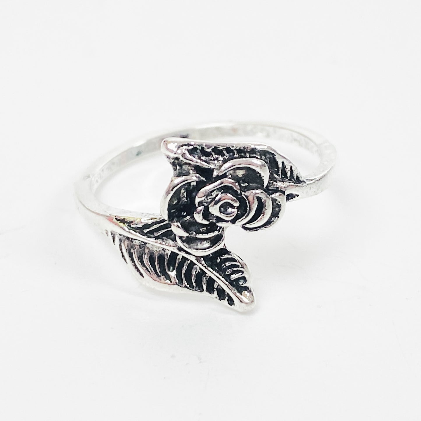 Antique Rose Adjustable Ring Silver
